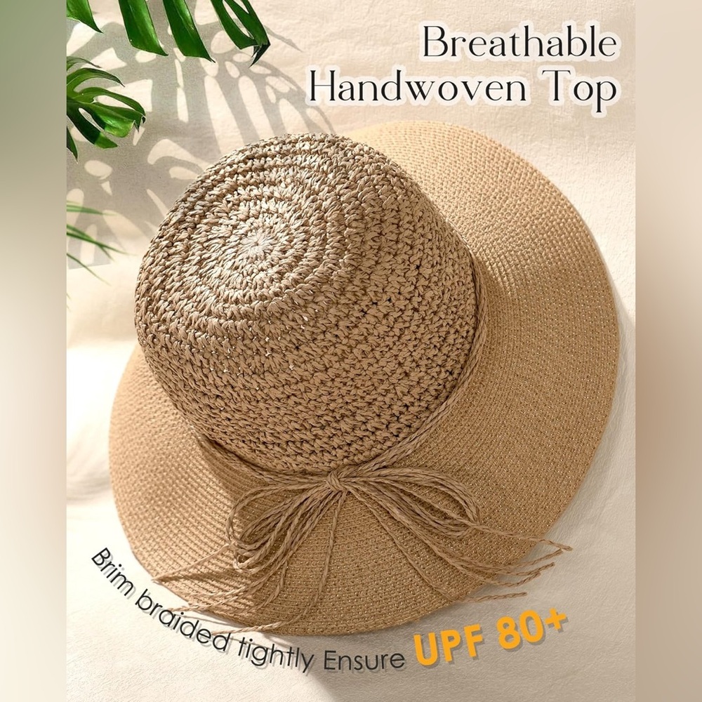 NWT- FURTALK Beach Hats for Women Summer Straw Sun Hat Wide Brim Crochet Hats - Picture 2 of 5